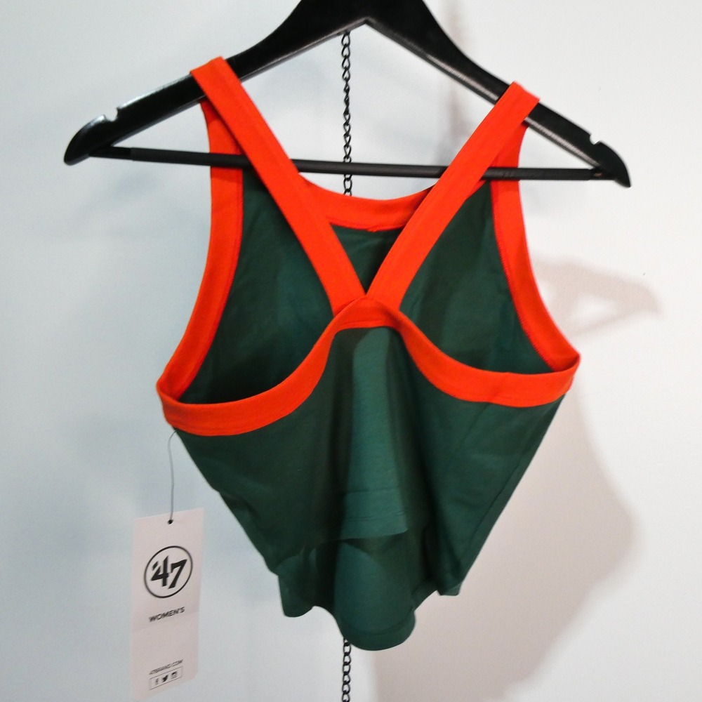 '47 Brand Tank Top Women Small University of Miami Hurricanes Green Orange Crop - Picture 5 of 8